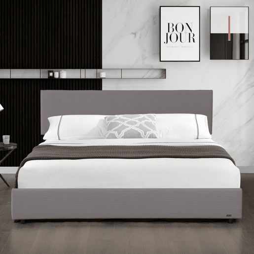 Cama estofada Juva Cord com estrutura de ripas 160x200 cm - Cinzento Corium