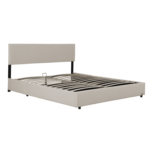 Cama estofada Juva Cord com estrutura de ripas 160x200 cm - Bege Corium