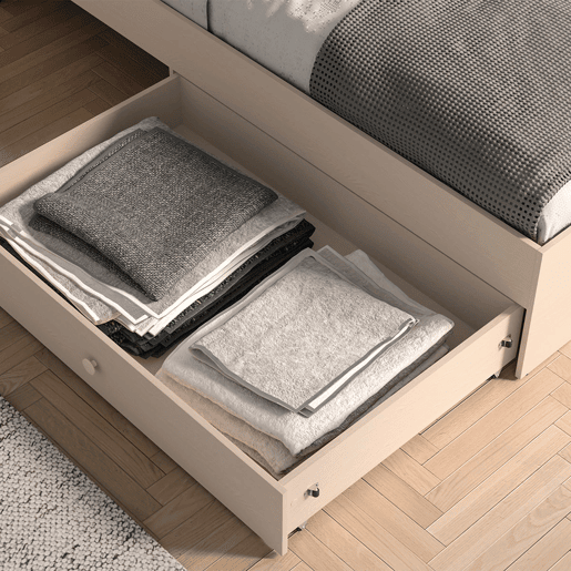 Cama 90x200 estrado gaveta incluída Alycia Bege Cama 90x200 estrado gaveta incluída Alycia Bege