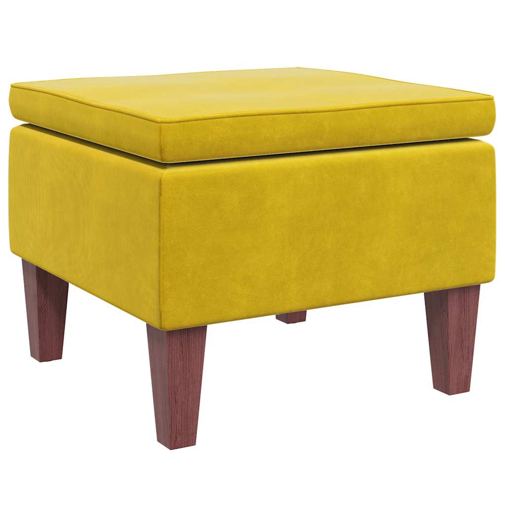 Vidaxl taburete con patas de madera terciopelo amarillo