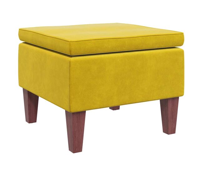 Vidaxl taburete con patas de madera terciopelo amarillo