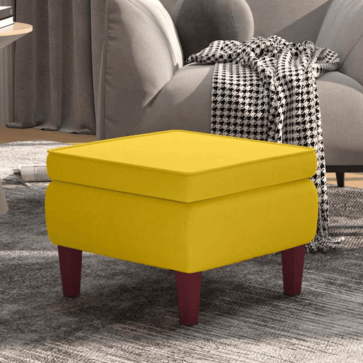 vidaXL Banco com pernas de madeira veludo amarelo vidaXL Banco com pernas de madeira veludo amarelo