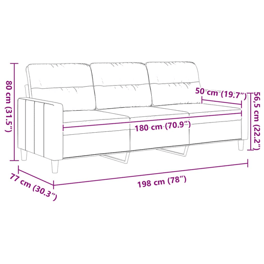 vidaXL Sofá de 3 lugares tecido 180 cm cinzento-acastanhado