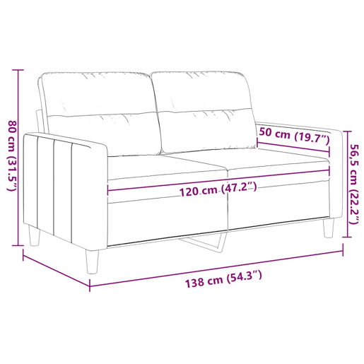 vidaXL Sofá de 2 lugares tecido 120 cm cinzento-acastanhado