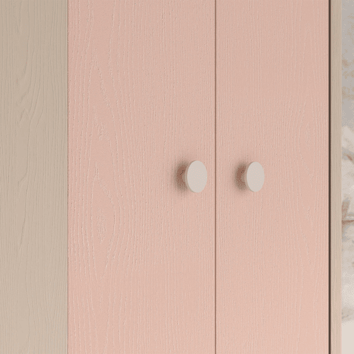 Armário de canto de 2 portas Alycia Bege e Rosa
