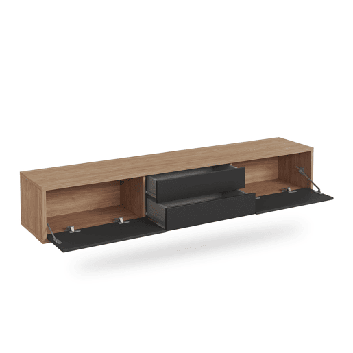 Suporte para TV de 2 portas e 2 gavetas 180 cm Idra Madeira e Cinzento