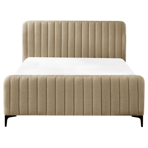 Cama Bouclé LUNAN 140 x 200 cm Taupe Cama Bouclé LUNAN 140 x 200 cm Taupe