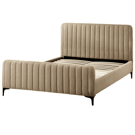 Cama Bouclé LUNAN 140 x 200 cm Taupe Cama Bouclé LUNAN 140 x 200 cm Taupe