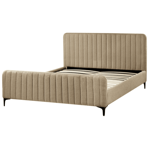 Cama Bouclé LUNAN 160 x 200 cm Taupe Cama Bouclé LUNAN 160 x 200 cm Taupe