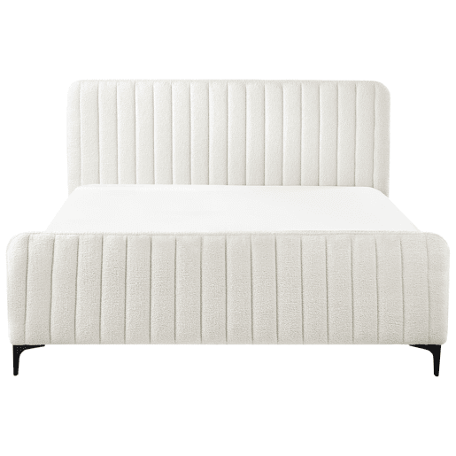 Cama Bouclé LUNAN 160 x 200 cm Branco creme