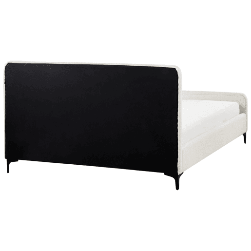 Cama Bouclé LUNAN 160 x 200 cm Branco creme