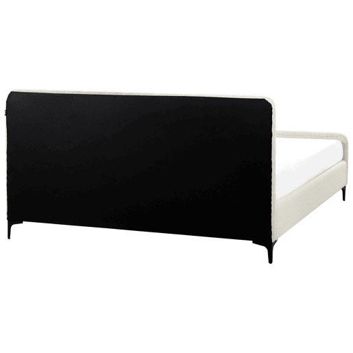 Cama Bouclé LUNAN 180 x 200 cm Branco creme