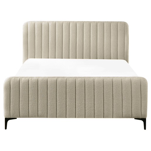 Cama Bouclé LUNAN 140 x 200 cm Creme