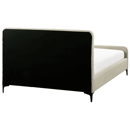 Cama Bouclé LUNAN 140 x 200 cm Creme