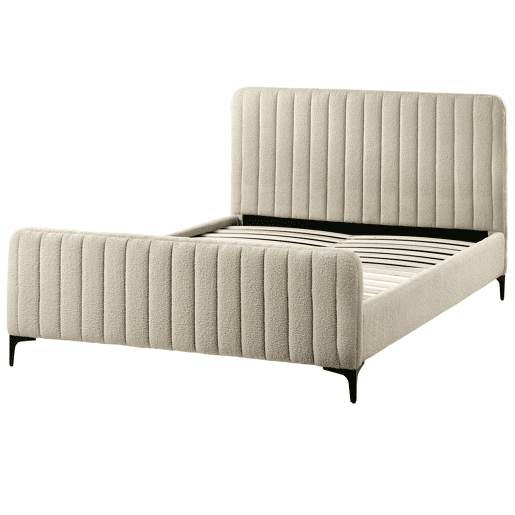 Cama Bouclé LUNAN 140 x 200 cm Creme
