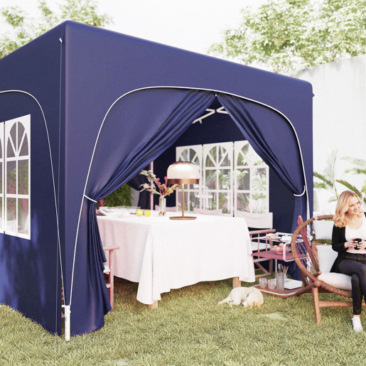 Outsunny Tenda Dobrável Tenda 3x3 m com Painéis Laterais UPF50+ Tenda de Jardim com Altura Ajustável e Bolsa de Transporte para Campismo Festas Pátio Azul Escuro Outsunny Tenda Dobrável Tenda 3x3 m com Painéis Laterais UPF50+ Tenda de Jardim com Altura Ajustável e Bolsa de Transporte para Campismo Festas Pátio Azul Escuro