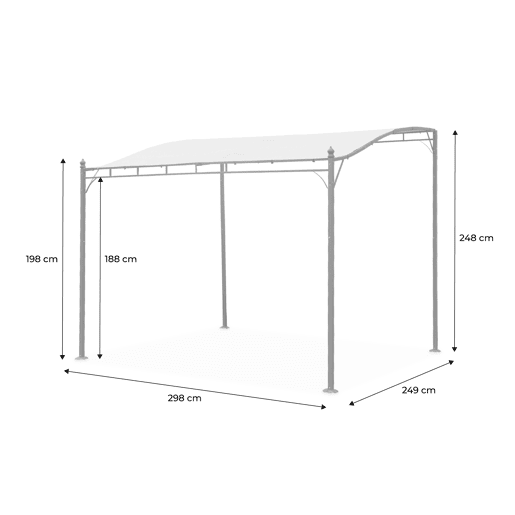 Pérgola acoplada de aço, 3x2,5m, Brestum, Taupe, 298x249x248 cm Pérgola acoplada de aço, 3x2,5m, Brestum, Taupe, 298x249x248 cm