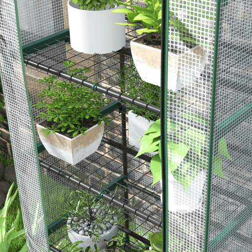 Outsunny Estufa de Jardim Vertical 69x49x193 cm com 5 Prateleiras Estufa para Plantas e Cultivos com Cobertura Transparente de PE e Aço Verde