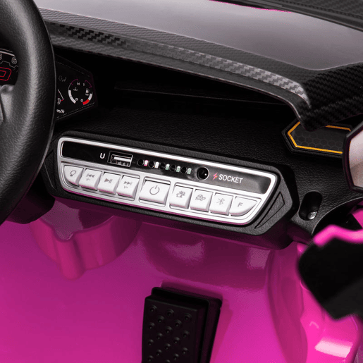 AIYAPLAY Carro Elétrico para Crianças acima de 3 Anos Carro Elétrico Lamborghini com Bateria 12V Controlo Remoto Faróis Buzina Arranque Lento e Música MP3 114,5x64x45,5 cm Rosa
