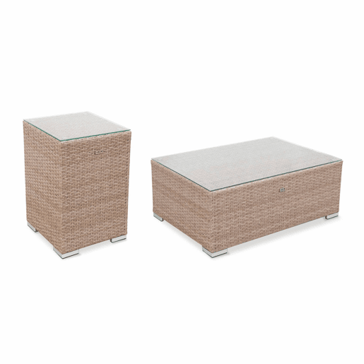 Conjunto de jardim relax em resina tecida para 8 a 10 pessoas, Venezia, Beige, 303.5x82x67 cm