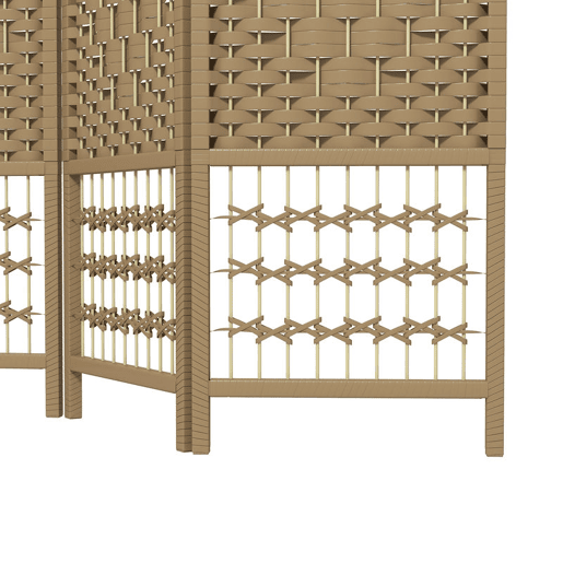 HOMCOM Biombo Dobrável de 6 Painéis, 240x170 cm, Separador de Ambientes em Corda de Papel, Estrutura de Madeira, Decoração para Quarto e Sala, Natural