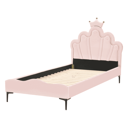 Cama infantil Coroa Veludo RUBIAN 90 x 200 cm Com luzes LED Rosa