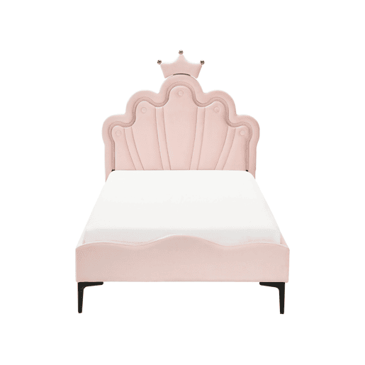 Cama infantil Coroa Veludo RUBIAN 90 x 200 cm Com luzes LED Rosa