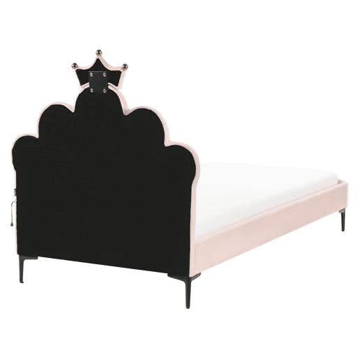 Cama infantil Coroa Veludo RUBIAN 90 x 200 cm Com luzes LED Rosa