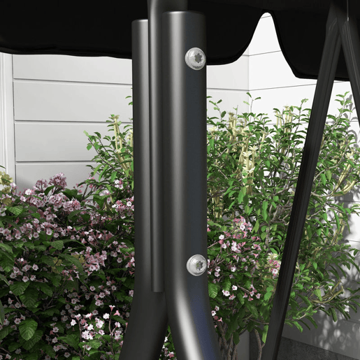 Outsunny Baloiço de Jardim de 3 Lugares com Almofada Toldo Ajustável e Estrutura de Aço para Balcão Terraço Patio Carga Máx. 200 kg 172x110x153 cm Preto