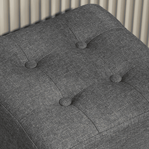 HOMCOM Apoio para os Pés Sala de Estar Banco Estofado em Linho com Bolso Lateral Tampa com Botões Acolchoados e Estrutura de Madeira para Sala de Estar Dormitório 35x35x35 cm Cinzento