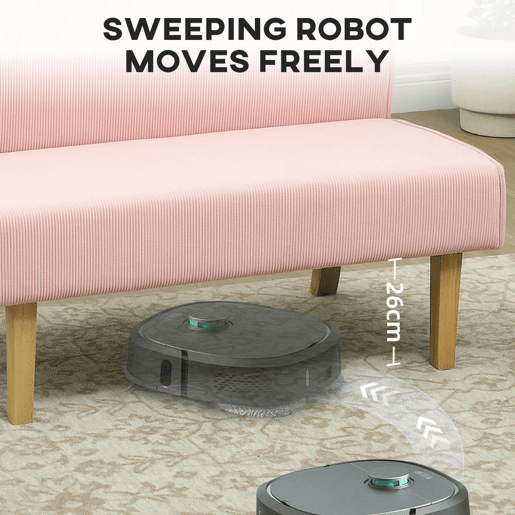 HOMCOM Sofá de 2 Lugares Estofado em Veludo Cotelê Sofá Sala de Estar sem Apoio para os Braços com 2 Entradas USB 1 Entrada Tipo C e Pés de Madeira Sofá Pequeno Carga 240 kg 110x60x85 cm Rosa