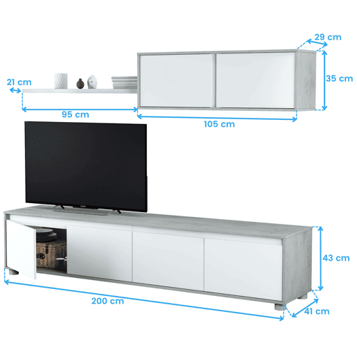 Móvel de banheiro Toscana de 61 cm com 2 gavetas, estilo nórdico, cor branco e carvalho cambriano (sem pia)