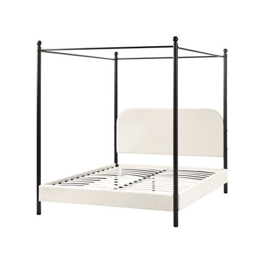Beliani Cama com dossel Bouclé DANNEMOIS Beliani Cama com dossel Bouclé DANNEMOIS