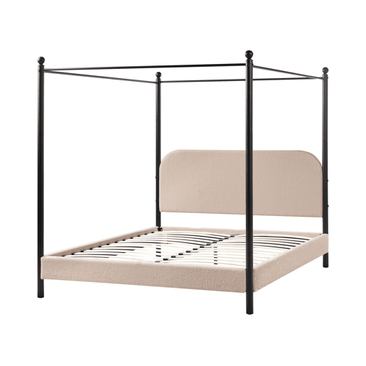 Beliani Cama com dossel Bouclé DANNEMOIS