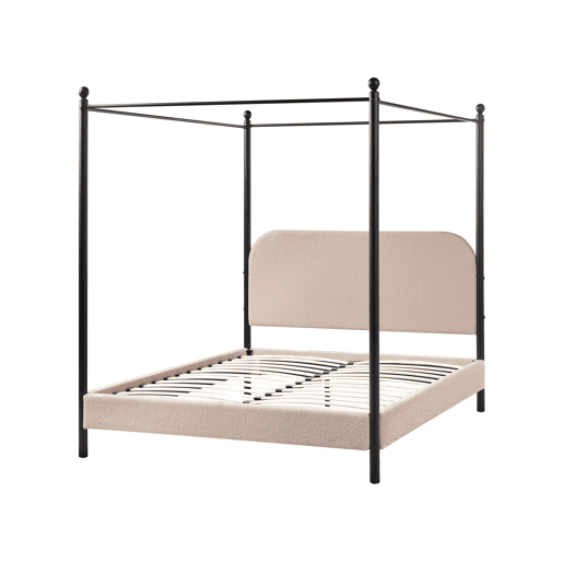 Beliani Cama com dossel Bouclé DANNEMOIS Beliani Cama com dossel Bouclé DANNEMOIS