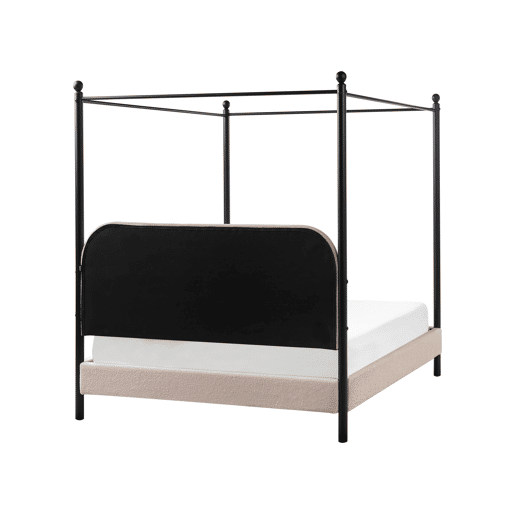 Beliani Cama com dossel Bouclé DANNEMOIS Beliani Cama com dossel Bouclé DANNEMOIS