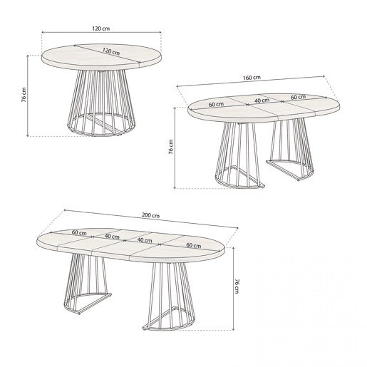 Mesa redonda extensível Meztil Branco - Carvalho 120 x 76 x 120 cm