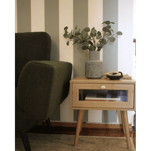 Mesa de cabeceira com gaveta ALBANY Castanho claro