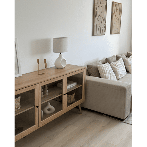 Armário com vitrine ALBANY 150 cm Castanho claro