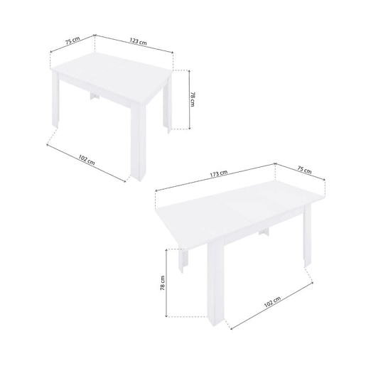 Mesa de comedor extensible Danna Artik White (Branco mate) 123 x 78 x 75 cm