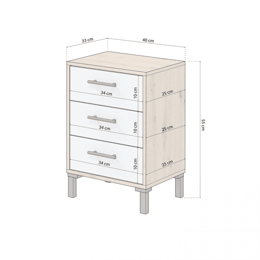 Mesa de cabeceira Leia Artik Branco (Branco mate) - Carvalho Nodi 40 x 55 x 33 cm