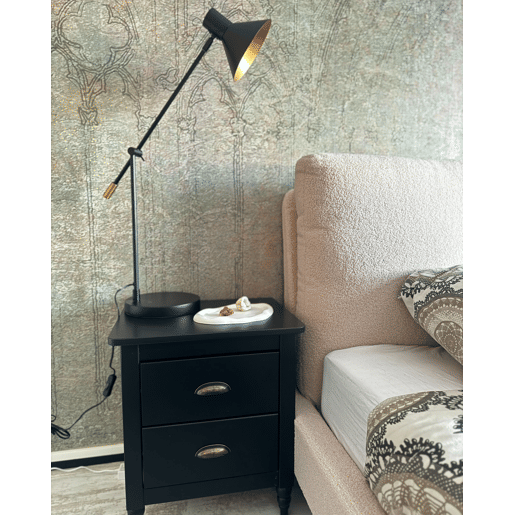 Mesa de cabeceira com 2 gavetas SHILLINGTON Pinho Preto