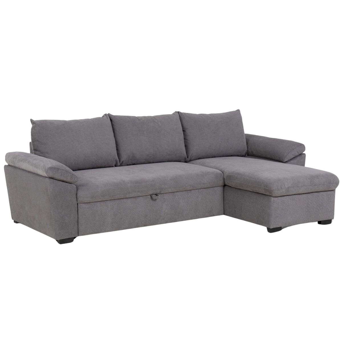 Sofá cama para salón comedor chaise longue luis estilo industrial en color gris oscuro con arcón 248 cm