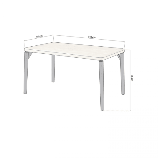 Mesa de comedor Padma Preto - Carvalho 140 x 76 x 80 cm