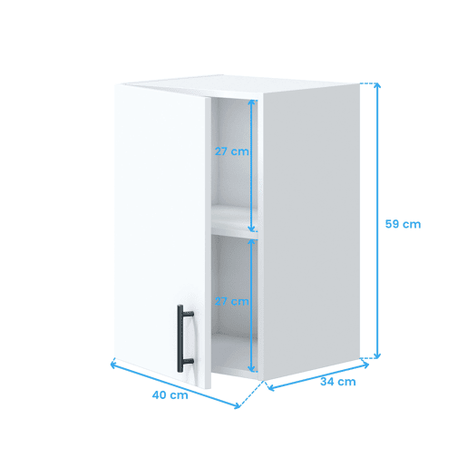 Móvel de cozinha alto para pendurar 40 cm Armário de cozinha alto Kira moderno em branco brilhante 40x59x34 cm Móvel de cozinha alto para pendurar 40 cm Armário de cozinha alto Kira moderno em branco brilhante 40x59x34 cm