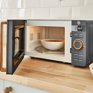 SWAN SM22036WHTNEUN Micro-ondas 20L,6 níveis de Funcionamento, Temporizador 30 min, Modo Degelo, design moderno, Cabo de Efeito Madeira, 800, Branco
