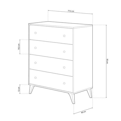 Cómoda Iconic Artik White (Branco mate) 77,5 x 95 x 40 cm