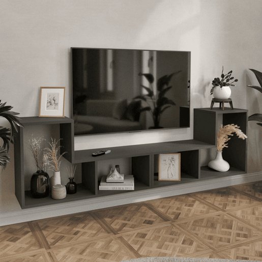 Conjunto de mobiliário modular Hustersurd de 2 peças DIY Antracite en.casa