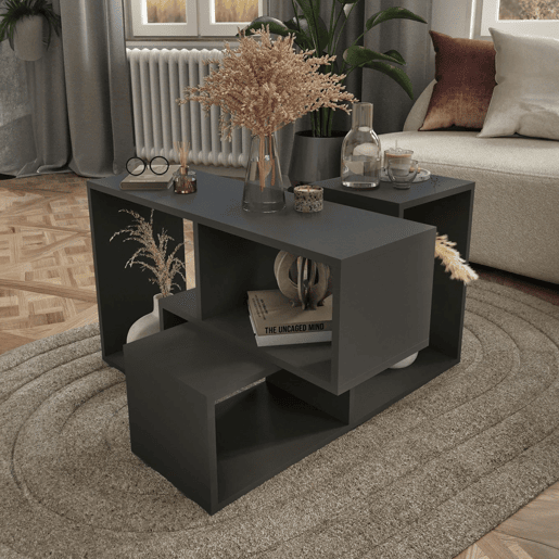 Conjunto de mobiliário modular Hustersurd de 2 peças DIY Antracite en.casa