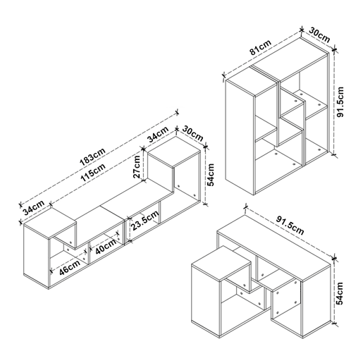 Conjunto de mobiliário modular Hustersurd de 2 peças DIY Branco en.casa Conjunto de mobiliário modular Hustersurd de 2 peças DIY Branco en.casa